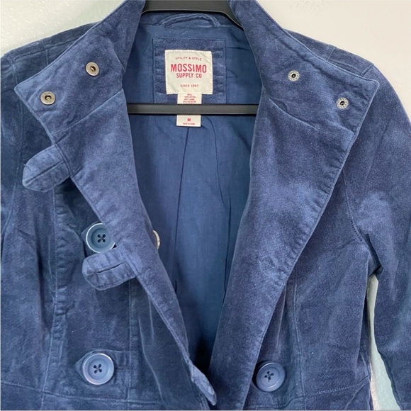 Mossimo | Blue Double Breasted Velvet Pea Coat | Size Medium - Picture 4 of 8